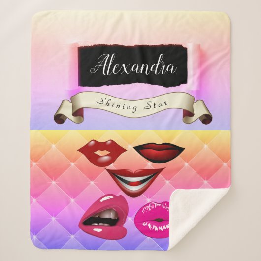 はっきりした色モダン数々のレトロポップ・アートのー シェルパブランケット (正面)