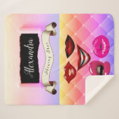 はっきりした色モダン数々のレトロポップ・アートのー シェルパブランケット (正面(横))