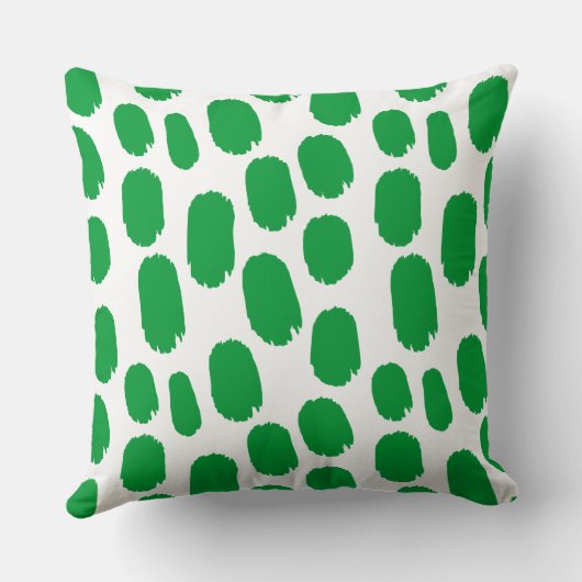 はっきりした色彩の鮮やかスポット – 白い上の草の緑 クッション (裏面)