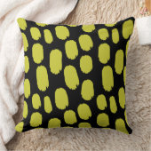 はっきりした色彩の鮮やか点 – バナナオンブラック クッション (ブランケット)