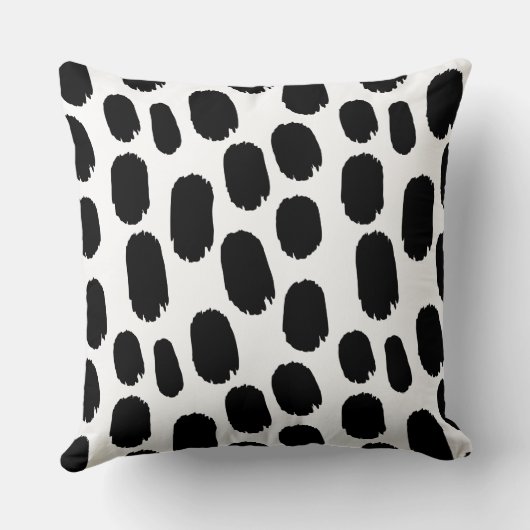 はっきりした色彩の鮮やか点 – 白黒表示 クッション (裏面)