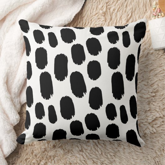 はっきりした色彩の鮮やか点 – 白黒表示 クッション (ブランケット)