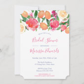 はっきりした花模様シトラッスペインのツ&タイルブライダルシャワー 招待状 (正面)