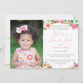 はっきりした花模様スペインの第2期バプテスマパーティー 招待状 (正面)