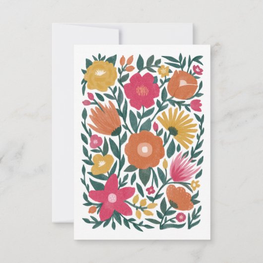 はっきりした花模様マゼンタオレンジ結婚ズ 出欠カード (裏面)