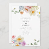 はっきりした花模様ラブ開花結婚式招待状 招待状 (正面/裏面)