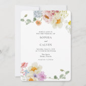 はっきりした花模様ラブ開花結婚式招待状 招待状 (正面)