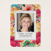 はっきりした花模様写真葬儀記念祈りの言葉カード (正面)