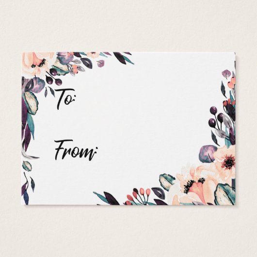 はっきりした花模様表示ブライダルシャワーギフトラベルカード (裏面)