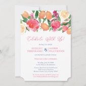 はっきりした花模様&柑橘系タスペインのイル披露宴のみ 招待状 (正面)