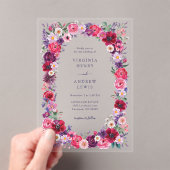 はっきりした花結婚の アクリル招待状 (インサイチュ (ポータブル))