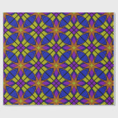 はっきりした花、ピンク、紫、青 ラッピングペーパー (フラット)