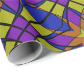 はっきりした花、ピンク、紫、青 ラッピングペーパー (ロールコーナー)