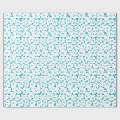 はっきりした花 – 水色の上に白 ラッピングペーパー (フラット)