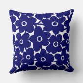 はっきりした花 – 深い海軍オンホワイト クッション (裏面)