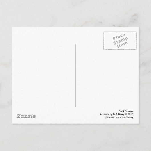 はっきりした花 – 白黒 ポストカード (裏面)