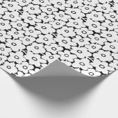 はっきりした花 – 黒に白 ラッピングペーパー (角)