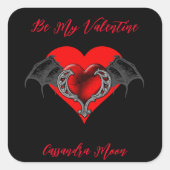 はっきりした赤いハートバレンタパーソナライズされたン スクエアシール (正面)