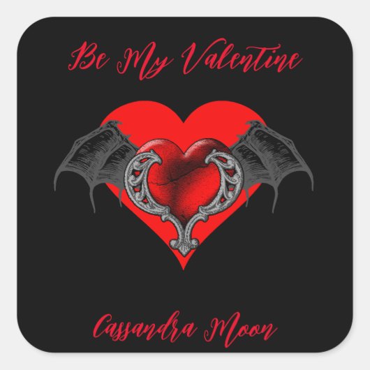 はっきりした赤いハートバレンタパーソナライズされたン スクエアシール (正面)