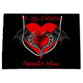 はっきりした赤いハートバレンタパーソナライズされたン ラージペーパーバッグ (正面)