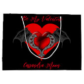 はっきりした赤いハートバレンタパーソナライズされたン ラージペーパーバッグ (裏面)