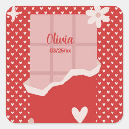 はっきりした赤いハートラブデザイン – 完璧なカスタムGi スクエアシール