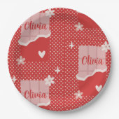 はっきりした赤いハートラブデザイン – 完璧なカスタムGi ペーパープレート (正面)