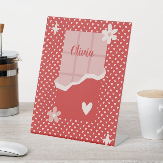 はっきりした赤いハートラブデザイン – 完璧なカスタムGi 台座サイン (インサイチュ)