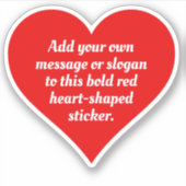 はっきりした赤いハート図形とテキスト シール (正面)