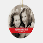 はっきりした赤と白クリスマス飾り セラミックオーナメント (右)