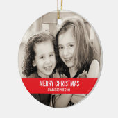 はっきりした赤と白クリスマス飾り セラミックオーナメント (左)