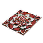 はっきりした赤と白フェイクレリーフ、 浮き彫りフローラ花 タイル (側面)