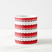 はっきりした赤と白型ストライプ コーヒーマグカップ (中央)