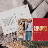 はっきりした赤モダン写真メリークリスマス金ゴールド 箔シーズンポストカード