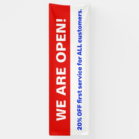 はっきりした赤白青は営業している 横断幕 (縦)