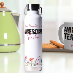 はっきりした野素晴らし花の文字フローラ縁どカスタム ウォーターボトル