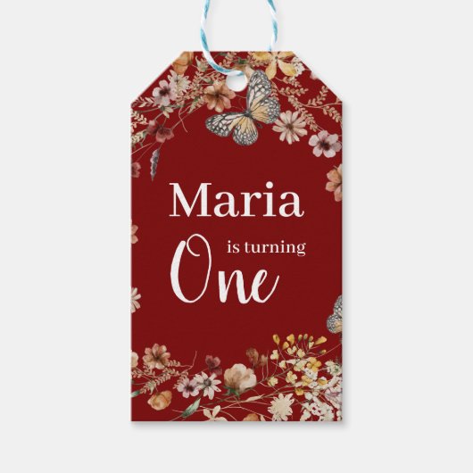はっきりした野素朴花フローラベビー誕生日 ギフトタグ (正面)
