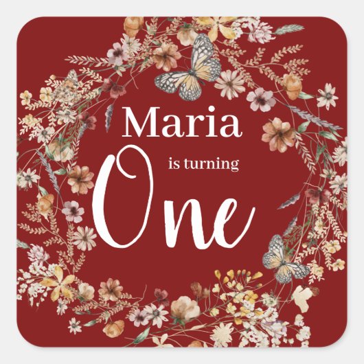 はっきりした野素朴花フローラベビー誕生日 スクエアシール (正面)