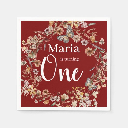 はっきりした野素朴花フローラベビー誕生日 スタンダードカクテルナプキン (正面)