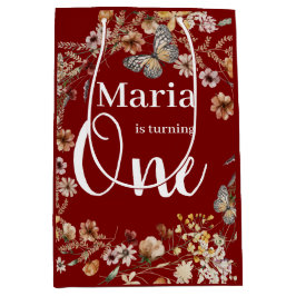 はっきりした野素朴花フローラベビー誕生日 ミディアムペーパーバッグ