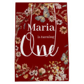 はっきりした野素朴花フローラベビー誕生日 ミディアムペーパーバッグ (裏面)