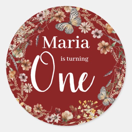 はっきりした野素朴花フローラベビー誕生日 ラウンドシール (正面)