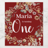 はっきりした野素朴花フローラベビー誕生日 ワインラベル (シングルラベル)