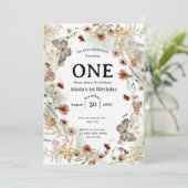 はっきりした野素朴花フローラベビー誕生日 招待状 (スタンド正面)