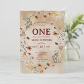 はっきりした野素朴花フローラベビー誕生日 招待状 (スタンド正面)