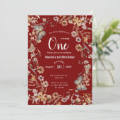 はっきりした野素朴花フローラベビー誕生日 招待状 (スタンド正面)