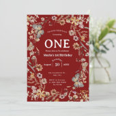 はっきりした野素朴花フローラベビー誕生日 招待状 (スタンド正面)