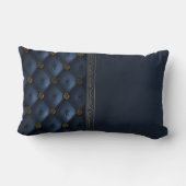 はっきりした金ゴールドとネイビーブルー抽象芸術 ランバークッション (裏面)