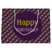 はっきりした金ゴールドと紫 ラージペーパーバッグ (正面)