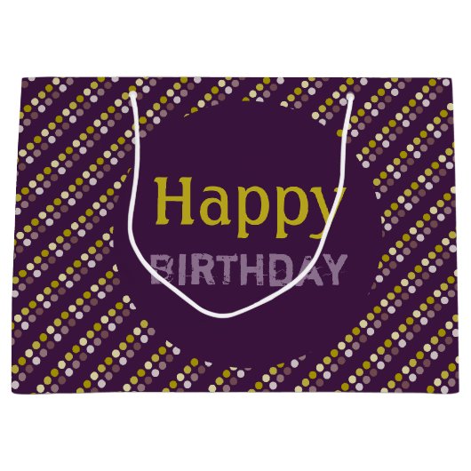 はっきりした金ゴールドと紫 ラージペーパーバッグ (正面)